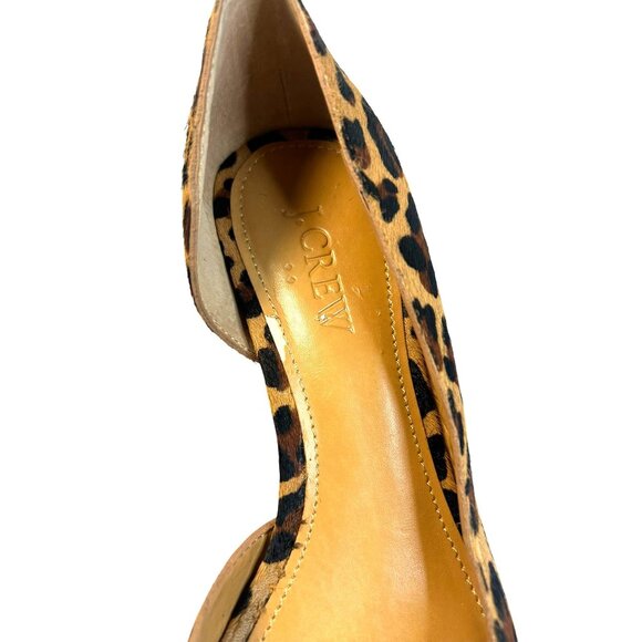 J. Crew Women's Size 5 Leopard Calf Hair Kitten Pointed Toe D'Orsay Pump Heels - Picture 12 of 16